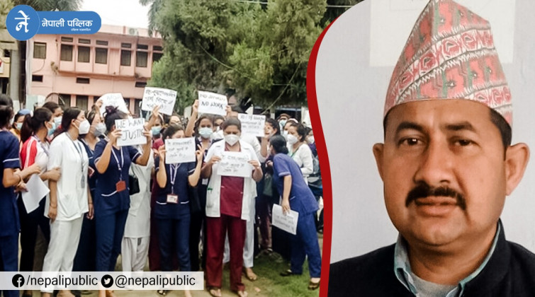 रावतको दादागिरी: नर्सको थिँचे घाँटी, आक्रमणबाट बच्न स्वास्थ्यकर्मीहरु १ तल्लाबाट हाम्फाले